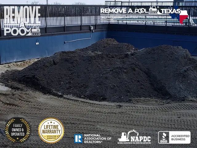 Step 18 - Preparing second layer topsoil and installing grass seed for the former pool area - Remove A Pool Dallas Fort-Worth Texas - Remove A Pool DFW