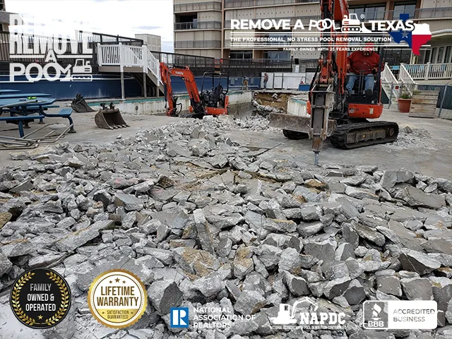 Step 5 - Removing the pool deck during swimming pool demolition - Remove A Pool Dallas Fort-Worth Texas - Remove A Pool DFW
